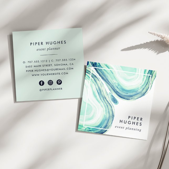 Seaglass Geode Square Business Card (Creator Uploaded)