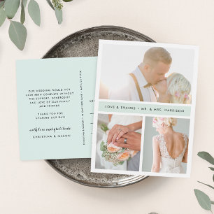Seaglass Stripe   Wedding Photo Thank You Postcard