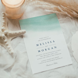 Seaglass Tides   Coastal Watercolor Wedding Invitation