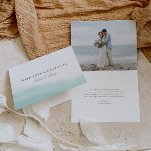 Seaglass Tides Coastal Watercolor Wedding Thank You Card