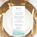 Seaglass Tides Wedding Menu<br><div class="desc">Place these elegant menu cards at each place setting for a beautiful touch to your wedding reception setup. Chic beachy design features gray and marine blue lettering with your names and wedding date at the top, and a watercolor wash element at the bottom in sheer seaglass green. Coordinates with our...</div>