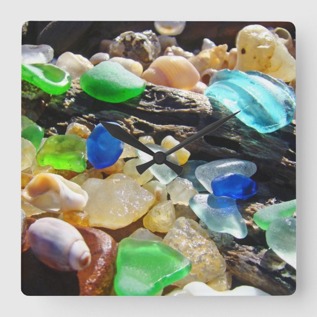 Seaglass wall clocks Designer Sea Glass Shells (Front)