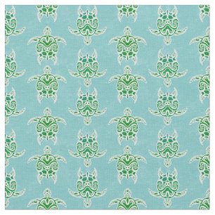 Seagreen Tribal Green Sea Turtles Fabric