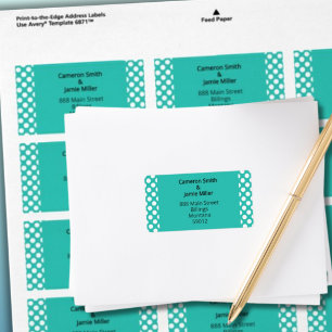 Seagreen White Geometric Circles Address Label