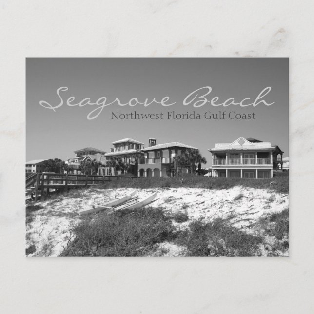 Seagrove Beach - Northwest Florida Black & White Postcard (Front)