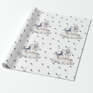 Seagull Adventure Baby Nautical Ocean Themed Wrapping Paper