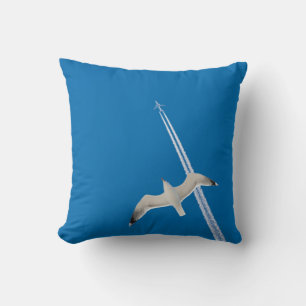 Seagull and aeroplane cushion