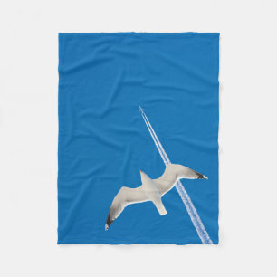 Seagull and aeroplane fleece blanket