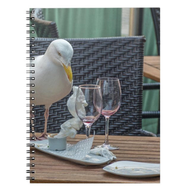 Seagull and empty glasses notebook (Front)