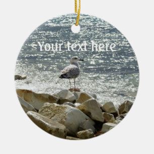 Seagull and sea ceramic tree decoration