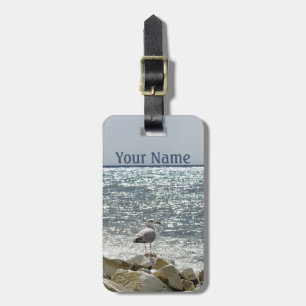 Seagull and sea luggage tag