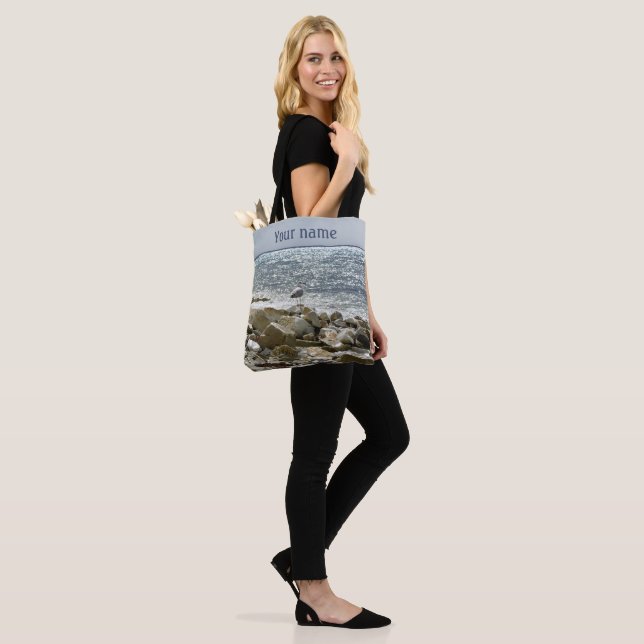seagull and sea surf tote bag (On Model)