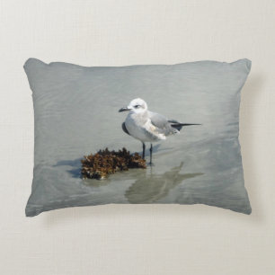 Seagull and Seaweed on Beach Decorative Cushion