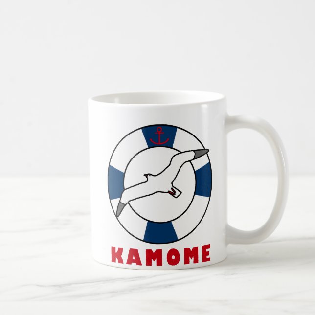 Seagull and Swim Ring Navy Blue Coffee Mug (Right)