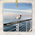 Seagull at Hermosa Beach Ceramic Ornament<br><div class="desc">A seagull perches on the pier railing at Hermosa Beach in California.</div>