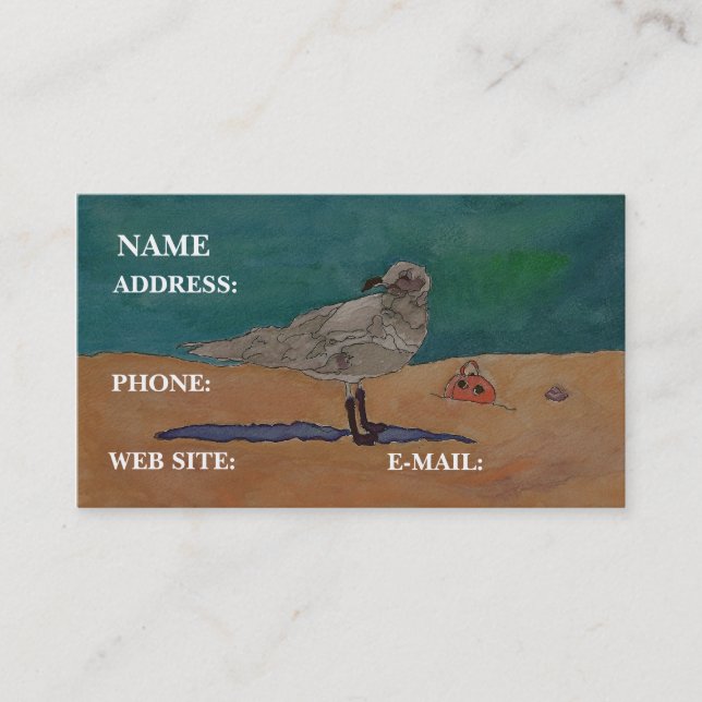 "Seagull At The Beach," - Business Card (Front)