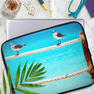 Seagull beach birds turquoise ocean photo coastal laptop sleeve