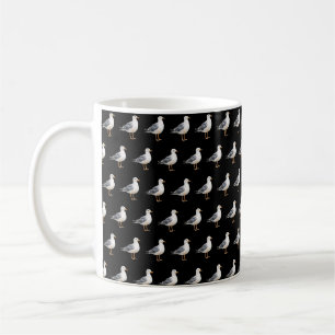 Seagull Bird Beach Ocean Coast Black Watercolor Coffee Mug