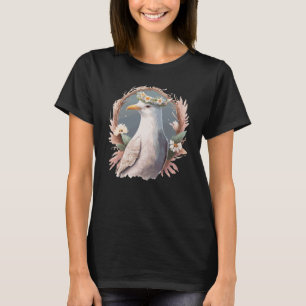 Seagull Bird Flower Crown Floral Seabirds T-Shirt