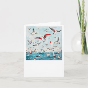Seagull, bird, flying birds card