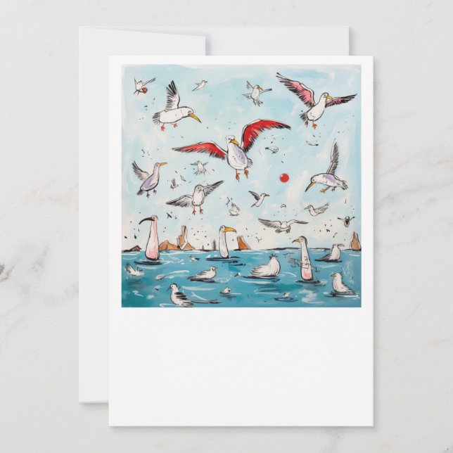 Seagull, bird, flying birds  invitation (Front)