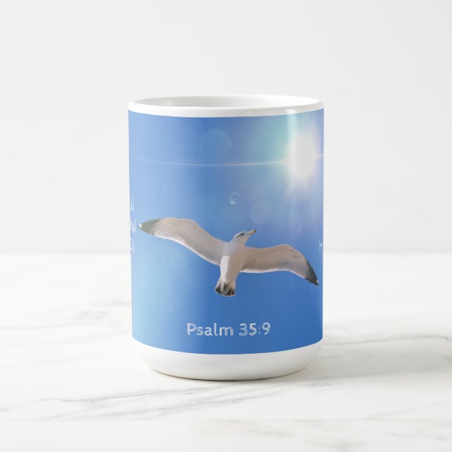 Seagull Bird Psalm Bible Verse Beach Mug Cup (Center)
