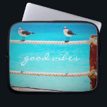 Seagull Birds Turquoise Ocean Photo Good Vibes Laptop Sleeve<br><div class="desc">There’s good vibes all around whenever you use this playful photography neoprene laptop sleeve of happy, white and grey seagulls relaxing on a rope fence set against the turquoise ocean. This sleeve comes in three sizes: 15", 13", and 10”. Makes a great gift for someone special! You can easily personalise...</div>