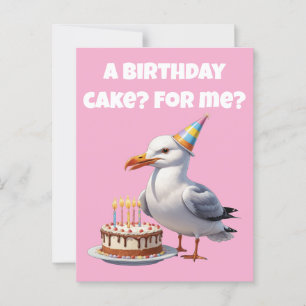 Seagull Birthday Surprise – Cake Not Safe! Postcard