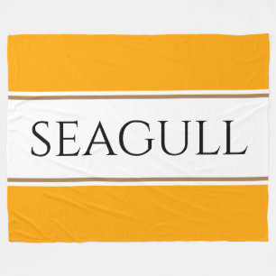 SEAGULL Bright Orange Yellow White Racing Stripes Fleece Blanket