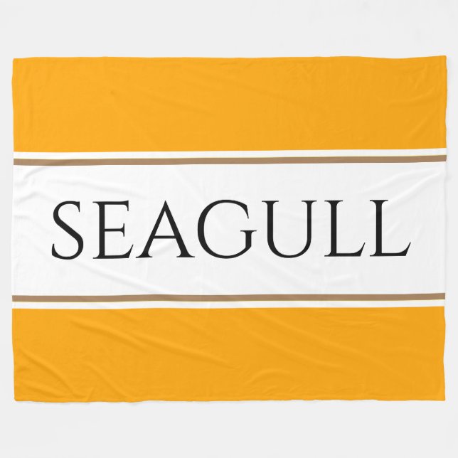 SEAGULL Bright Orange Yellow White Racing Stripes Fleece Blanket (Front (Horizontal))