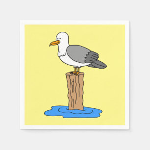 Seagull Cartoon Summer Beach Napkin