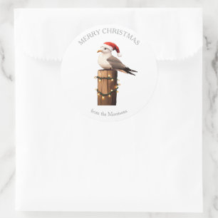 Seagull Christmas on the Coast Gift Classic Round Sticker