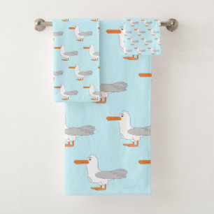 Seagull Design Any Colour Background Bath Towel Set