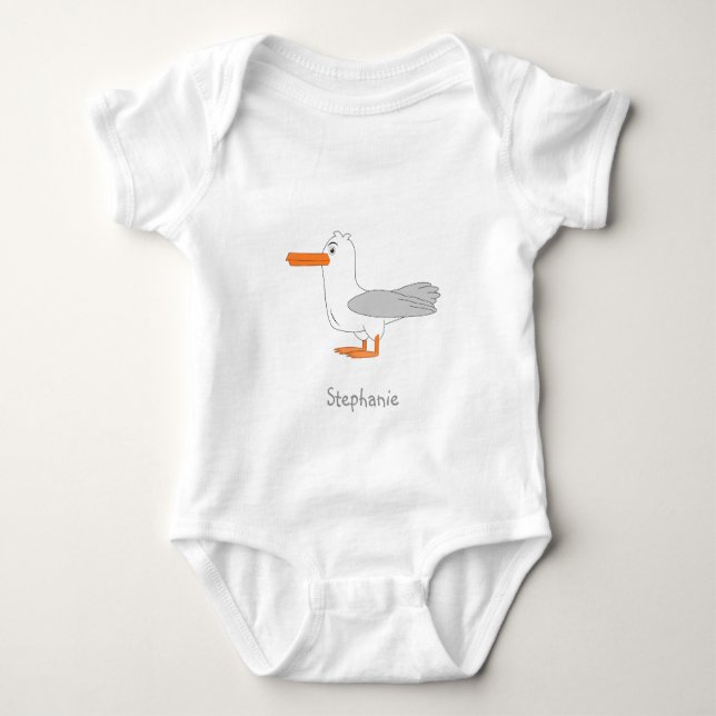 Seagull Design Personalised Baby Bodysuit (Front)