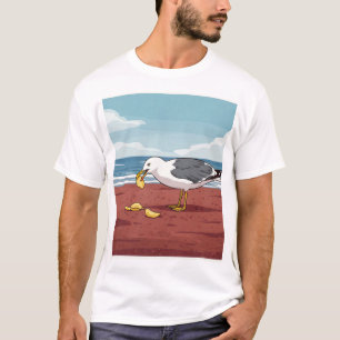 Seagull Eating a Chip on PEI Beach T-Shirt
