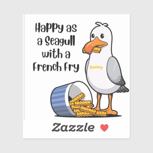 Seagull eating French Fries sticker, Wildwood (Sheet)