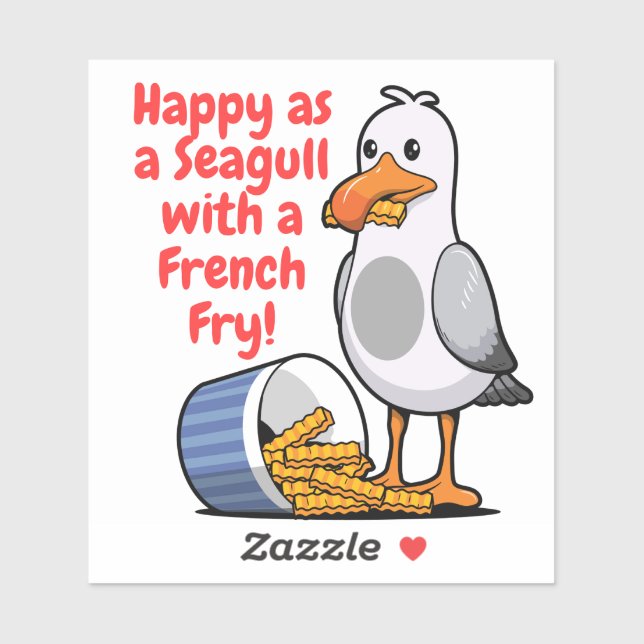 Seagull eating French Fry sticker, Wildwood (Sheet)
