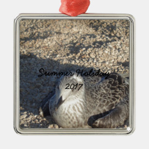 Seagull Enjoying The Sun Summer Photography Metal Tree Decoration