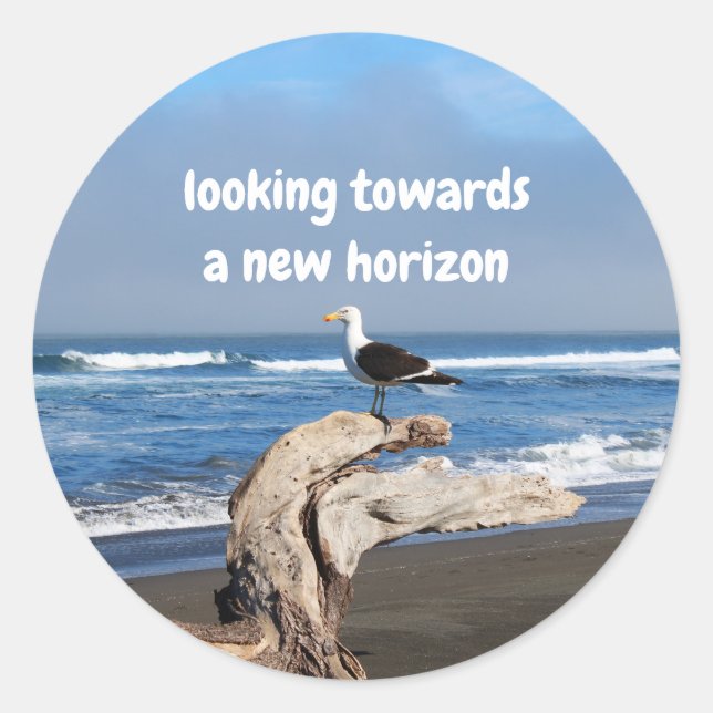 Seagull facing the sea classic round sticker (Front)