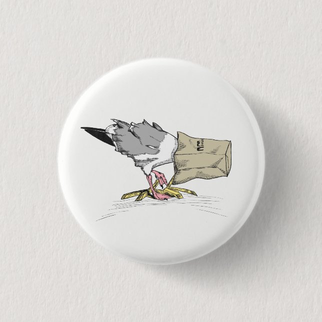 Seagull Fail Button | Funny Bird Illustration (Front)