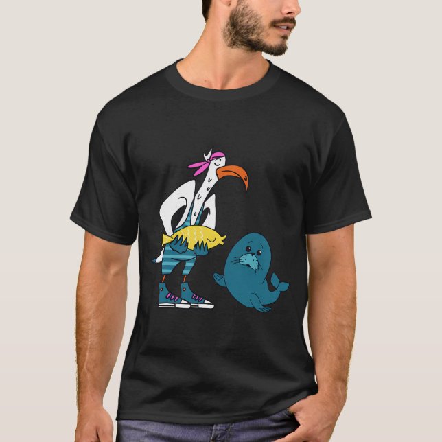 Seagull Feeding seals T-Shirt (Front)