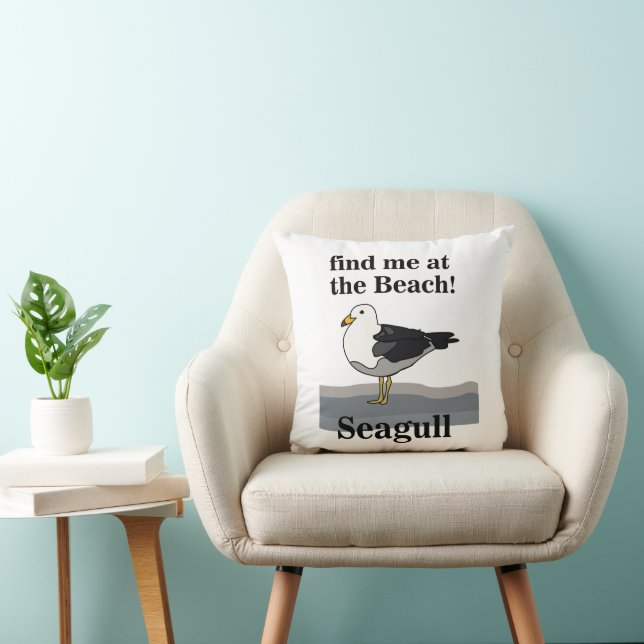 Seagull Find Me At The Beach Funny Beach House Cushion (Chair)