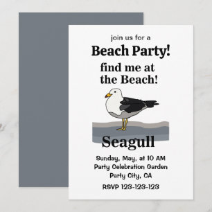 Seagull Find Me At The Beach Funny Beach Party Invitation