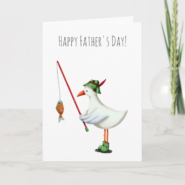 Seagull Fishing Happy Father's Day Greeting Card (Front)