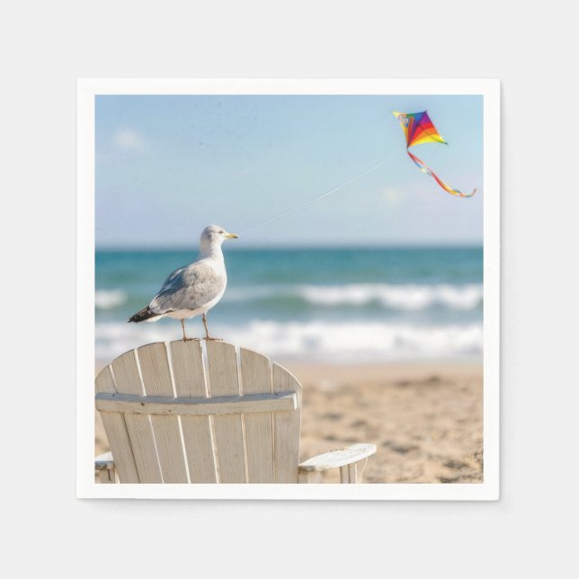 Seagull Flying a Kite Napkin (Front)