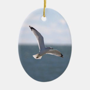 Seagull Flying Photo Ornament