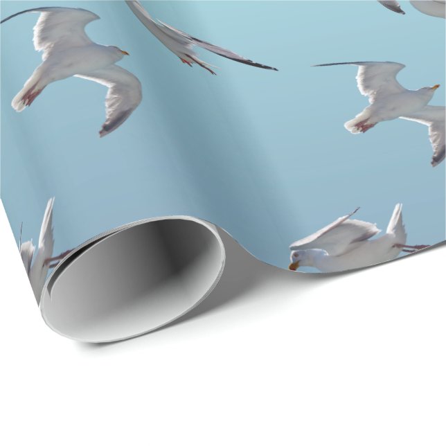 Seagull Frenzy Wrapping Paper (Sky Blue Mix) (Roll Corner)
