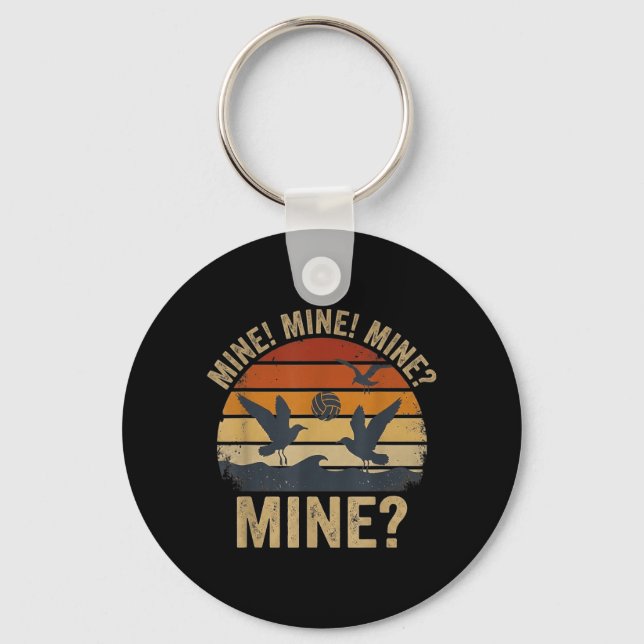 Seagull Funny Beach Volleyball Player Coastal Key Ring (Front)