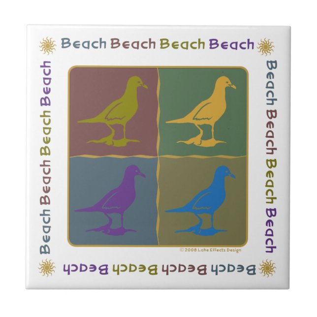 Seagull Graphic Pop Art Style Tile (Front)