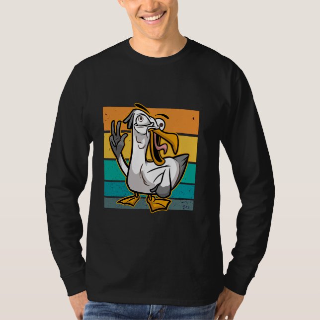 Seagull humorous bird lover funny artwork beach ca T-Shirt (Front)